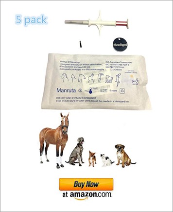 5 Pack Pet Microchip 134.2Khz Animal ID Chips